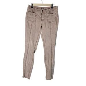 prAna Jeans Women's 6 Pink Corduroy Skinny Ankle Mid Rise Cotton Button Fly